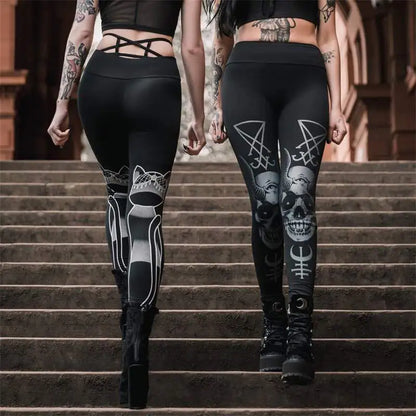 Gothic Style Printed Yoga Leggings for Women