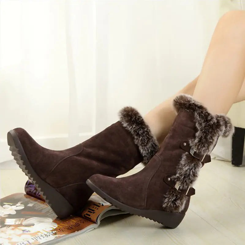 Fleece Lined Winter Snow Boots for Women, Fashionable