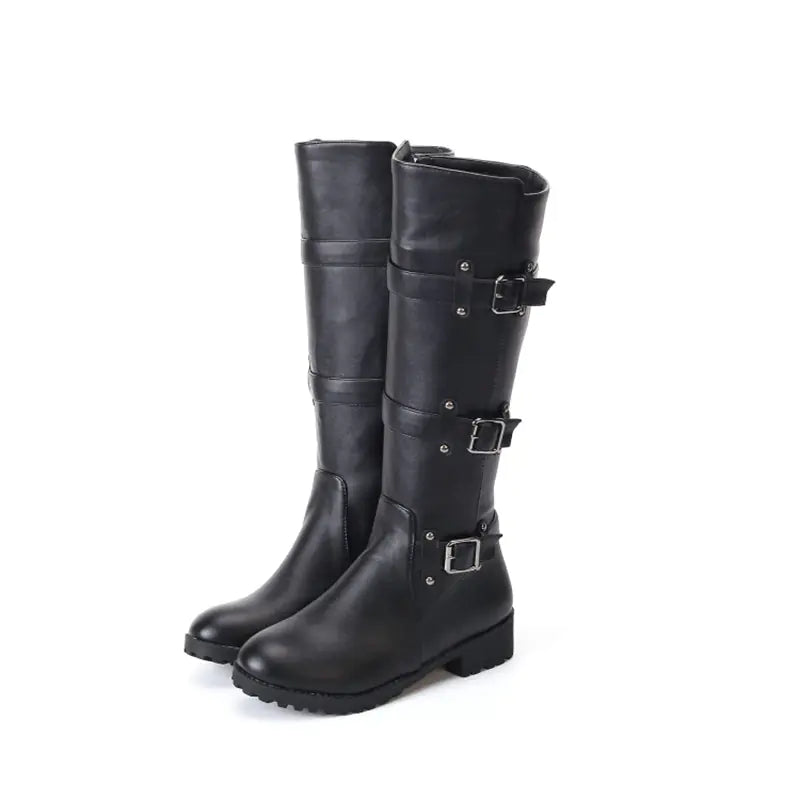 Belt Buckle Knee High Boots for Women (Sizes 40-48)