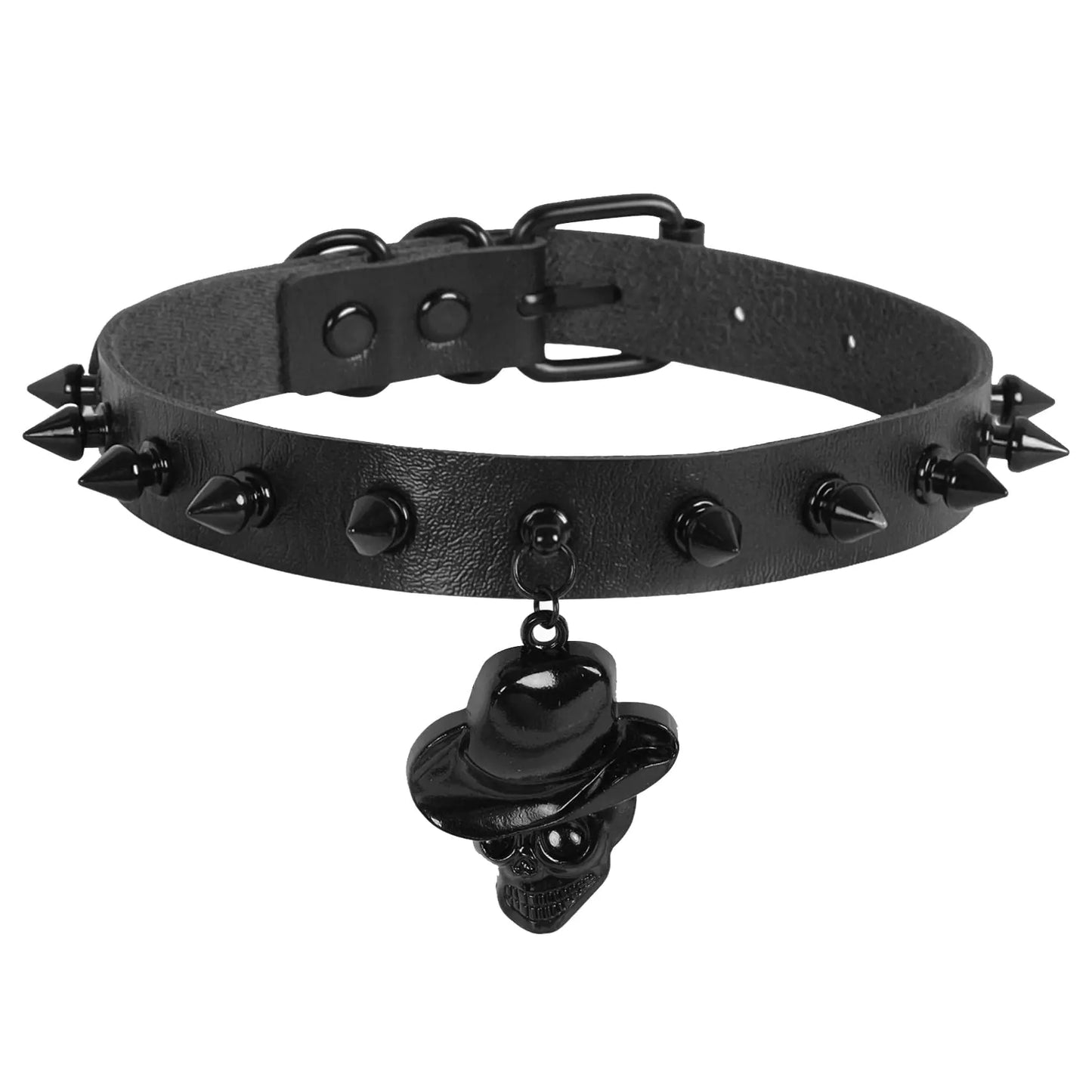 MILAKOO Skull Choker for Women Men Skeleton Pendant with Rivets Studded Spiked Collar Goth Necklace