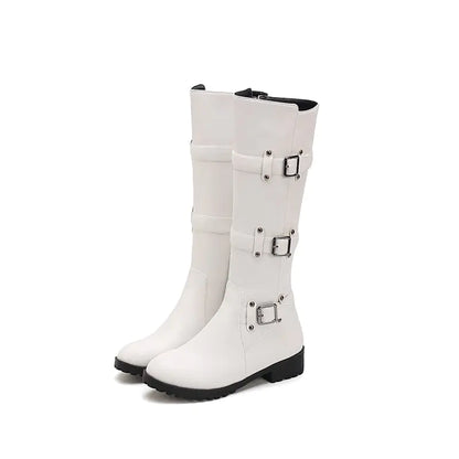 Belt Buckle Knee High Boots for Women (Sizes 40-48)