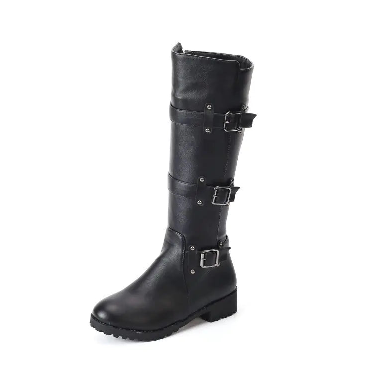 Belt Buckle Knee High Boots for Women (Sizes 40-48)