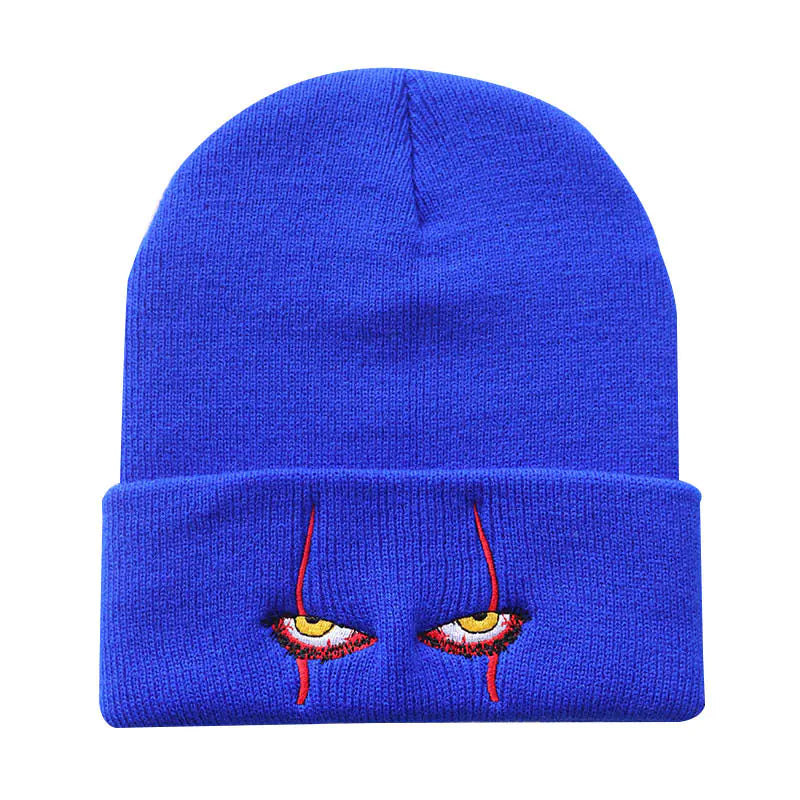 Scary Eyes Embroidery Knit Beanie for Cold Weather