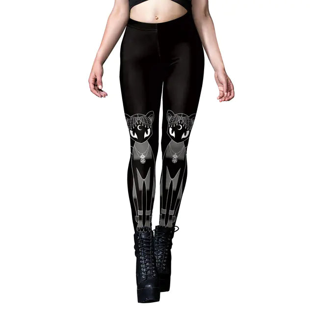 Gothic Style Printed Yoga Leggings for Women