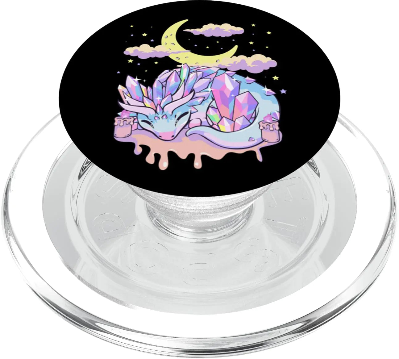 Pastel Goth Kawaii Crystal Dragon Crystals and Crescent Moon PopSockets MagSafe PopGrip for iPhone
