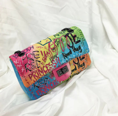 2019 New Chic Colorful Graffiti Large Shoulder Bag