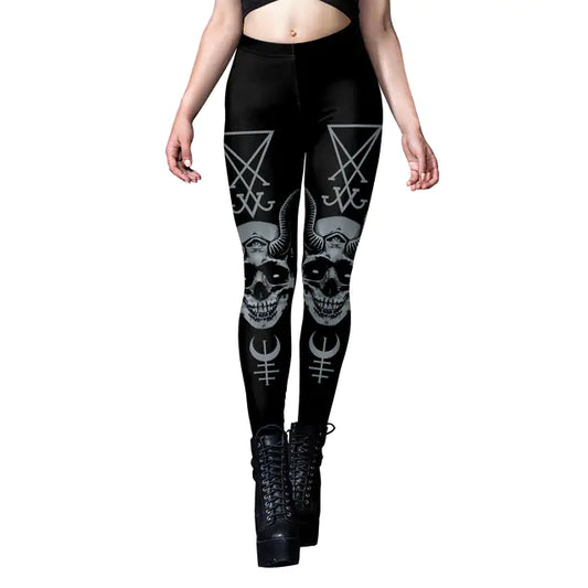Gothic Style Printed Yoga Leggings for Women