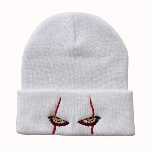 Scary Eyes Embroidery Knit Beanie for Cold Weather