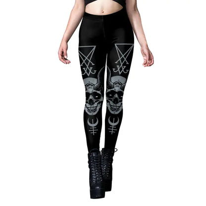 Gothic Style Printed Yoga Leggings for Women