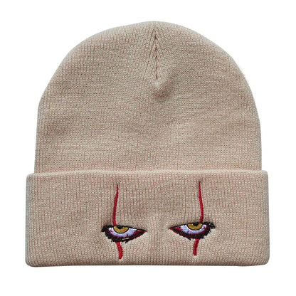 Scary Eyes Embroidery Knit Beanie for Cold Weather