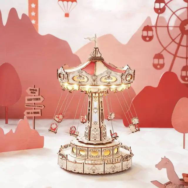 DIY Wooden Dreamy Musical Flying Chair Carousel Puzzle