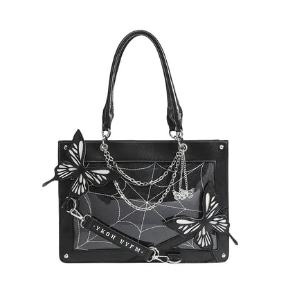 Dark Wind Maze Butterfly Tote Bag - Punk Goth Style