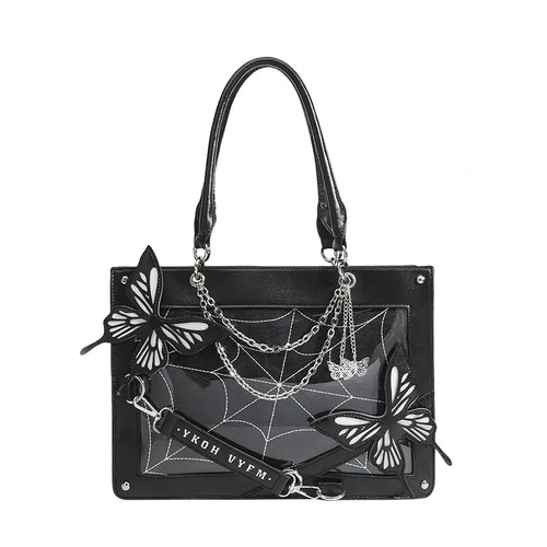 Dark Wind Maze Butterfly Tote Bag - Punk Goth Style